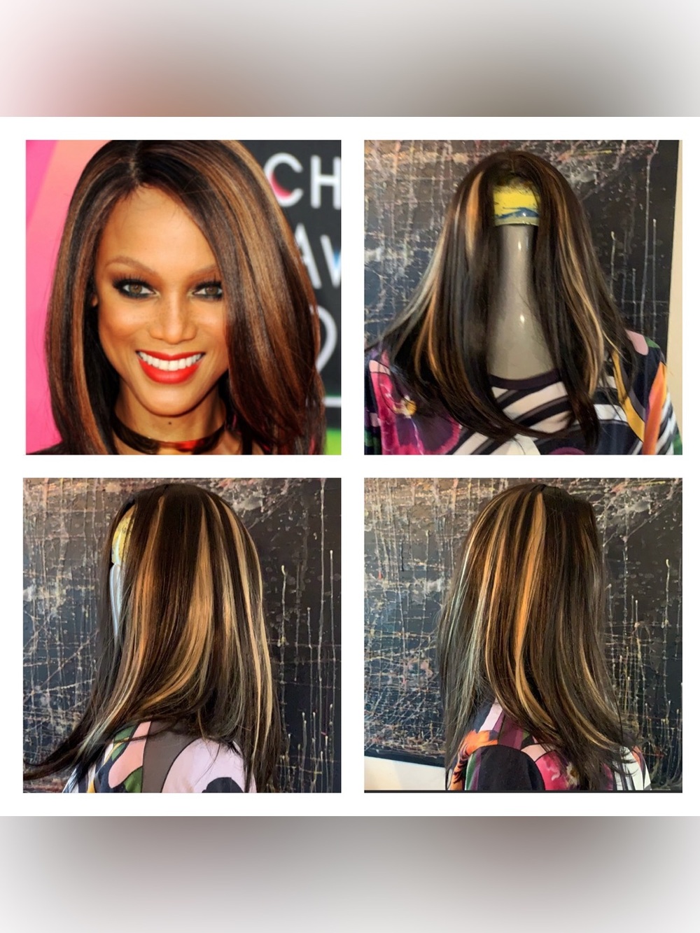 Retro 90’s Look Asymmetrical Chunky Highlights Wig w/ Built in Adjustable Cap